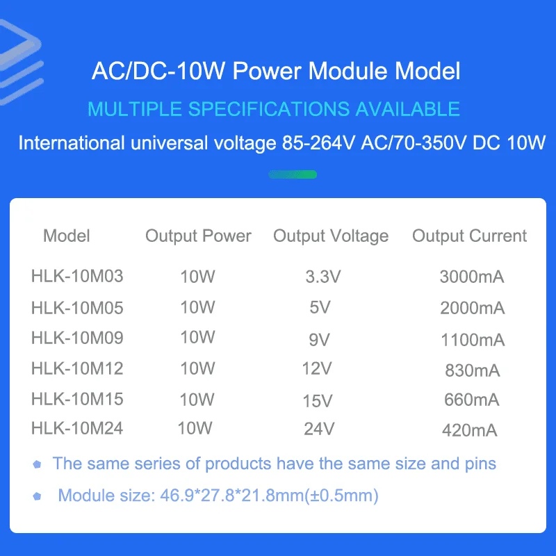 Hi-Link integrated circuit 10W HLK-10M03 AC-DC Isolated DIP 10M09 power supply board for PCB mount switching power supply