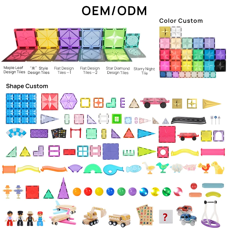 MNTL New Arrival Kids Toys Educational Building Blocks Plastic Magnetic Tiles Building Blocks Set for Kids