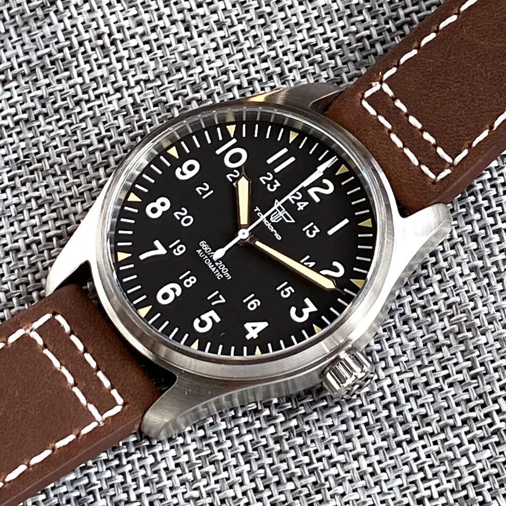 OEM New Product Pilot Tandorio Japan NH35A 200M Waterproof Luminous Sapphire Glass Mens Diver Mechanical Watch MOQ 1pcs
