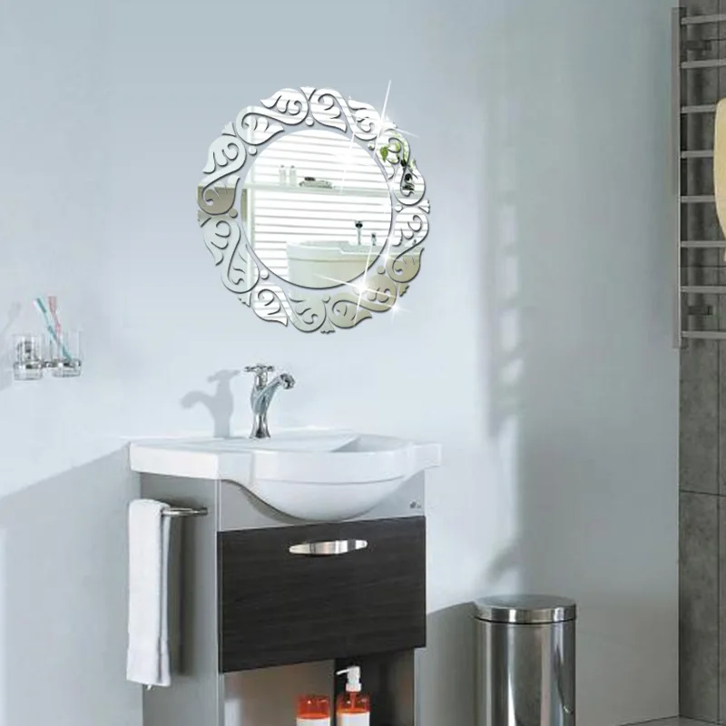 Acrylic mirror wall stickers manufacturers bathroom toilet decoration background mirror stickers wholesale can be OEM production