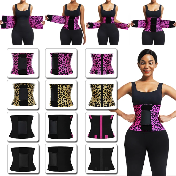 Waistdear Latest Design Red Leopard Print Neoprene Waist Trainer Women Waist Tummy Trimmer Slimming Belt