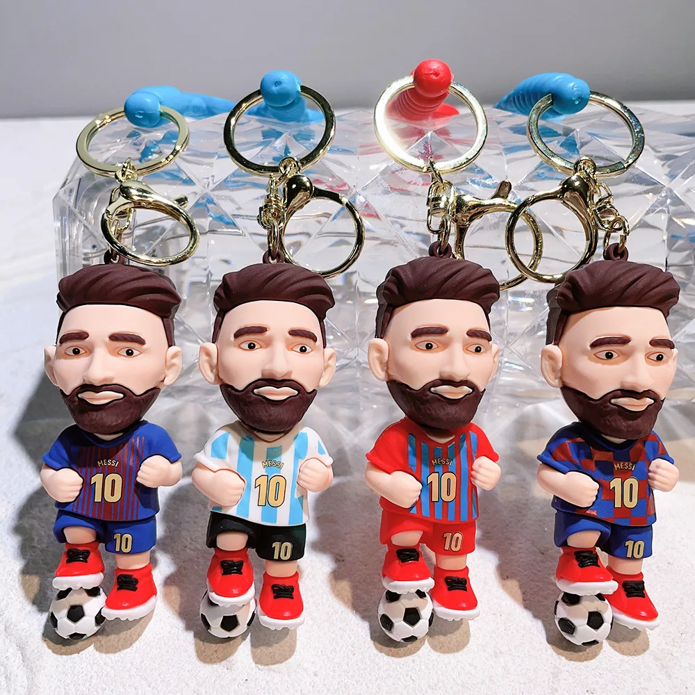 Latest Style design cartoon character inter miami cf messi jersey rubber keychains with wristlet