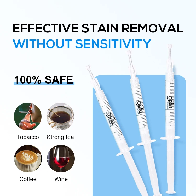 High Quality Residue Free Brightening Smile Enamel Safely Care 3ml 5 Teeth Whitening Gel Syringe