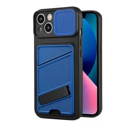 2022 Mobile Phone Accessories Protect case for iPhone 13 12 11 PRO Slide Camera Cover Phone Case with Card Holder Kickstand