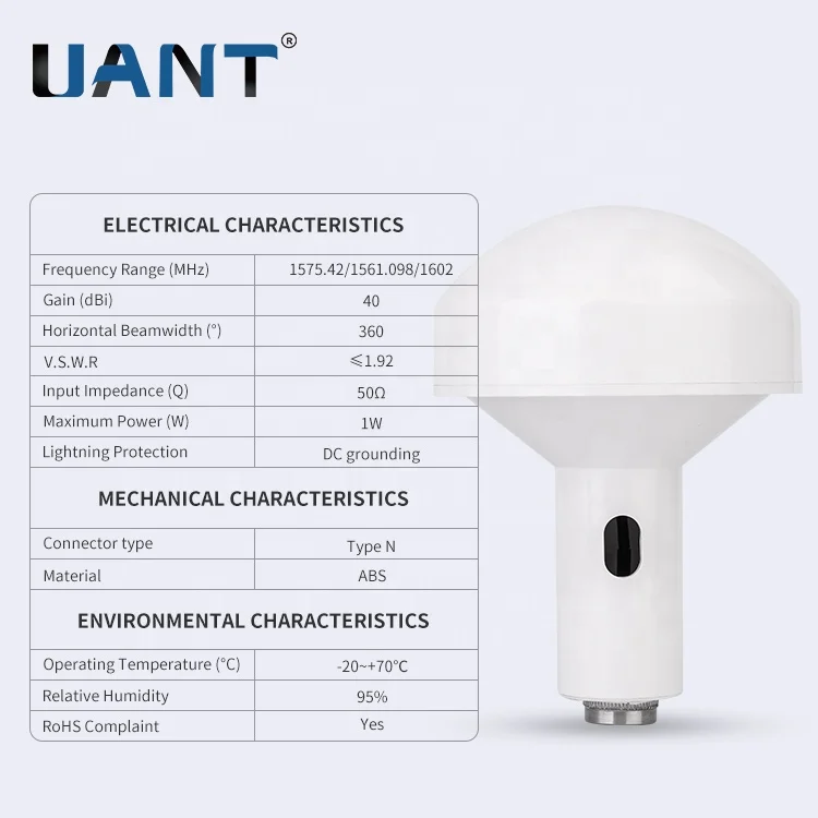 GPS BD GNSS 40dBi mushroom head active antenna type N male ping color whiite