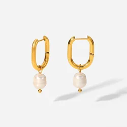 Liuanan 18k Gold Plated Pearl Drop Earrings Pendant Freshwater Irregular Pearl Earrings For Women Wholesale Jewelry