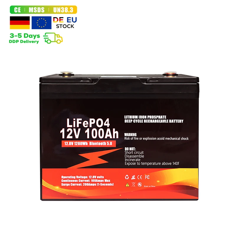 LiFePO4 12V 24V 48V 100AH 200AH Lithium iron phosphate battery pack for energy storage system DDP tax free