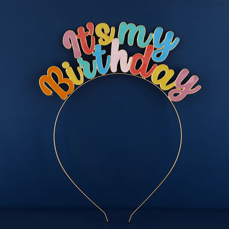 Happy Birthday Girl Alloy Gold And Colorful Headband For Party