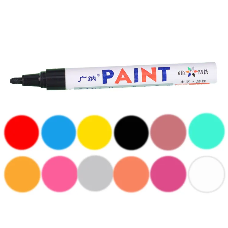 12 colors Permanent Waterproof Paint Marker Pen Car Tyre Tread Glass Graffiti Marker Color Match Paint Pen