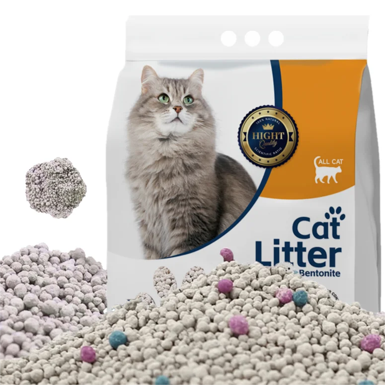 GLCL03  OEM manufacturers low dust eco friendly 1-3mm ball shape sand colorful bentonite cat litter for cat