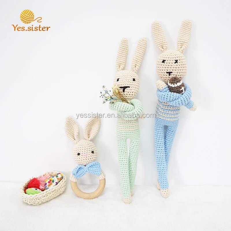 100% Cotton Handmade Crochet Bunny Stuffed Toy For Baby