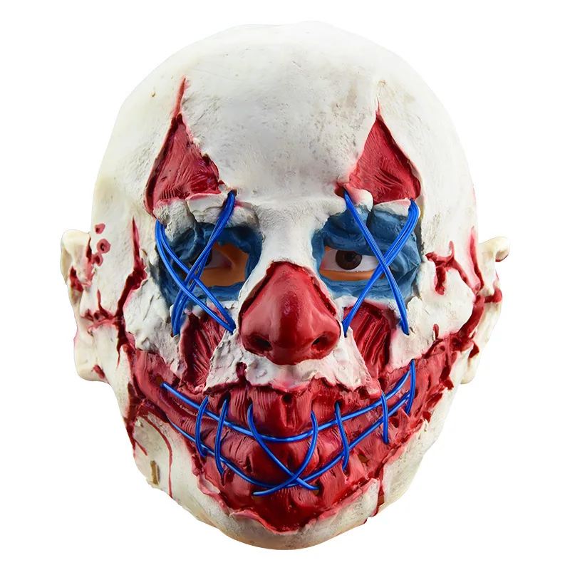 
Clown Maskes Light Up Clown LED Luminous Circus Joker Smile Happy Funny Latex Realistic Maskes for Party Halloween Costume Prank 
