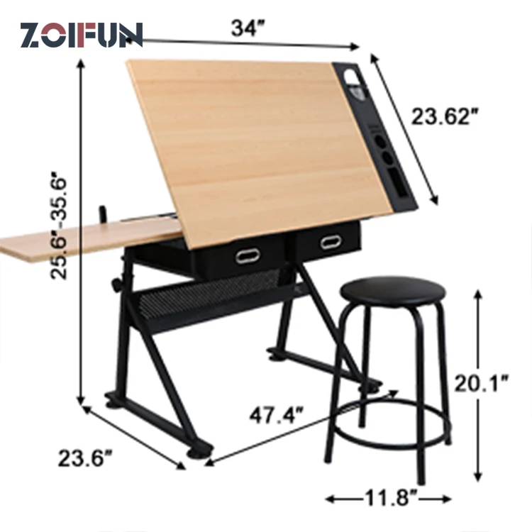Wooden Adjustable Drawing Tilting Desk Drafting Table Drawing Desk For Drawing
