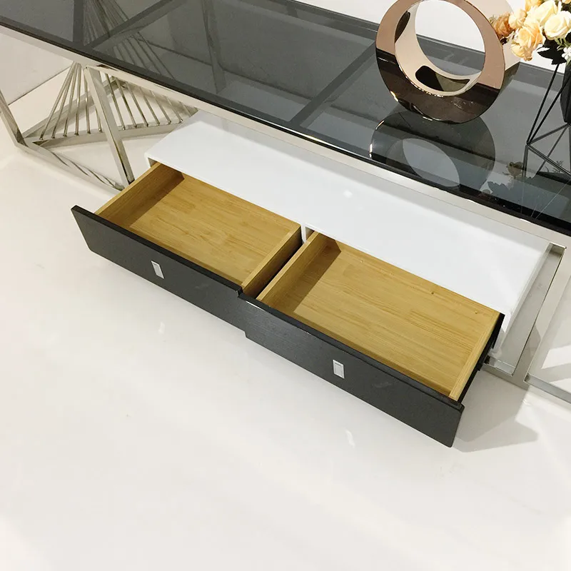 Living design furniture tempered glass stainless steel marble cabinet tv stand  furniture modern