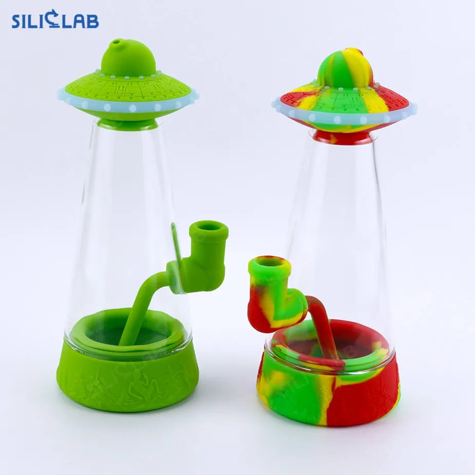 smoke shop supplies new UFO cute silicone water pipe tobacco accessories smoke bubble poly glass smoking bubbler tobacco pipe