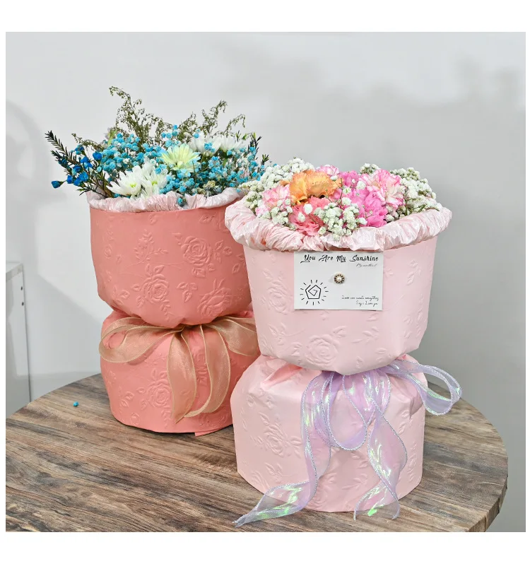 LONGSUN Floral gifts flowers bouquet wrapping paper three-dimensional art embossing paper, rose embossing paper