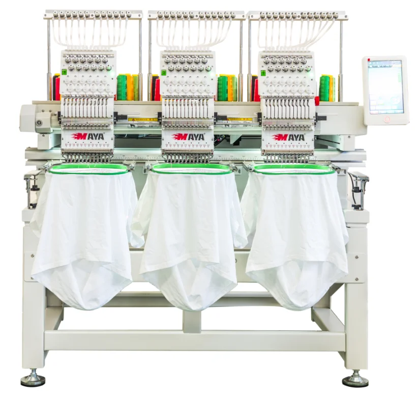 Multifunction Three Cap Flat T-shirt Sequin 3 Head Embroidery Machine Barudan