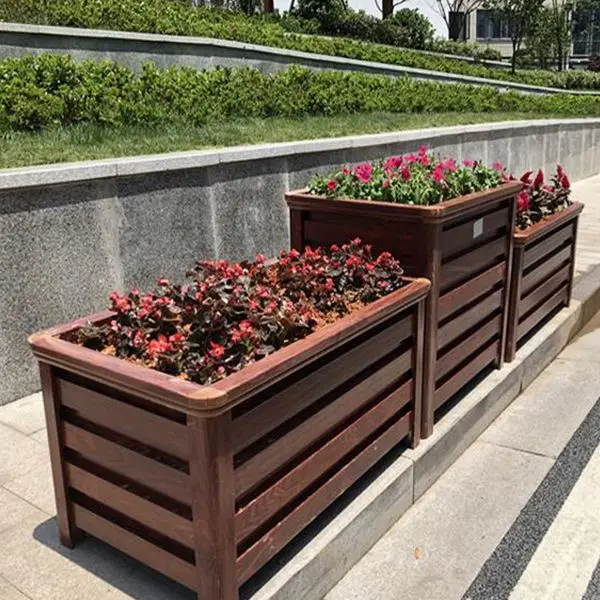 Outdoor aluminum standing decorative metal flower pots and planters box