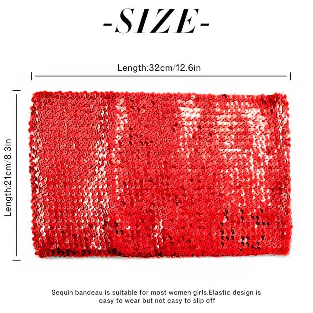 Sequin Tube Top Sparkly Crop Tops Party Strapless Bra Top Stretch Vest Club Wear Costume Outfits for Women and Girls