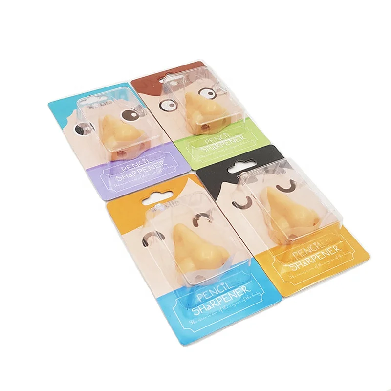 Милый мультяшный пластиковый точилка для карандашей в форме носа с двойным отверстием