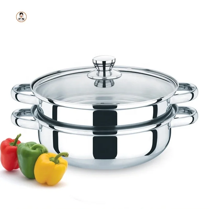 Кастрюля-пароварка из нержавеющей стали, кастрюля для супа, двухслойная кастрюля для приготовления на пару, кастрюля для еды, индукционная плита