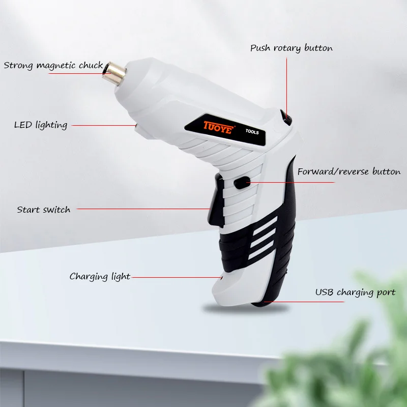 3.6V Folding Electric Screwdriver Small Lithium Impact Wrench Mini Electric Hand Drill with Plastic Box