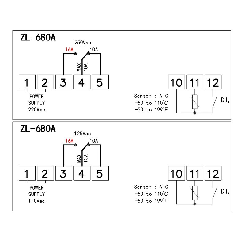  ZL-680A 16A регулятор температуры термостат холодного хранения Lilytech ed330
