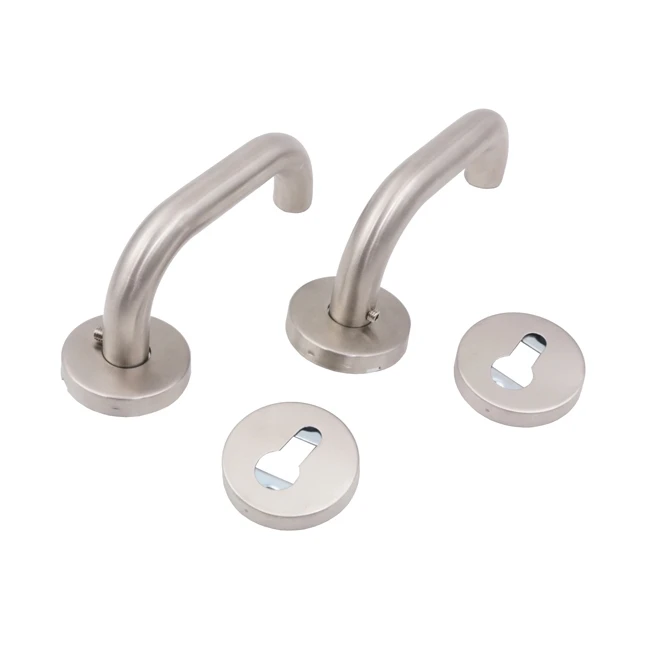Lever Door Handles Stainless Steel Rosette Door Handles Silvery Standard Style Lavatory And Shower Lever Handle