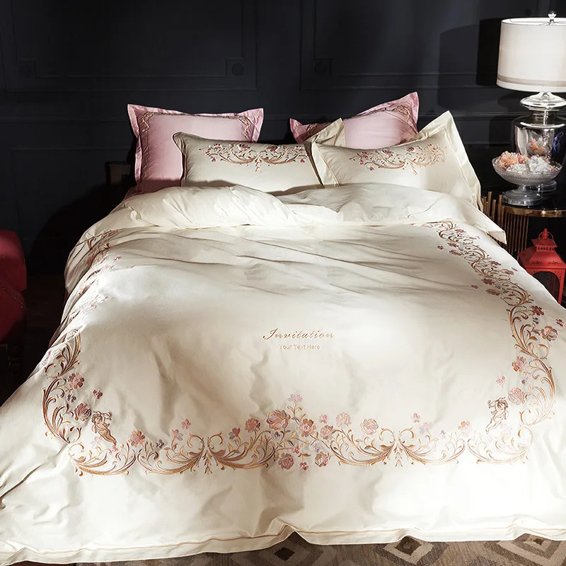 Оптовая продажа роскошное постельное белье из египетского хлопка Комплект постельного белья сатина в полоску простыня циндао