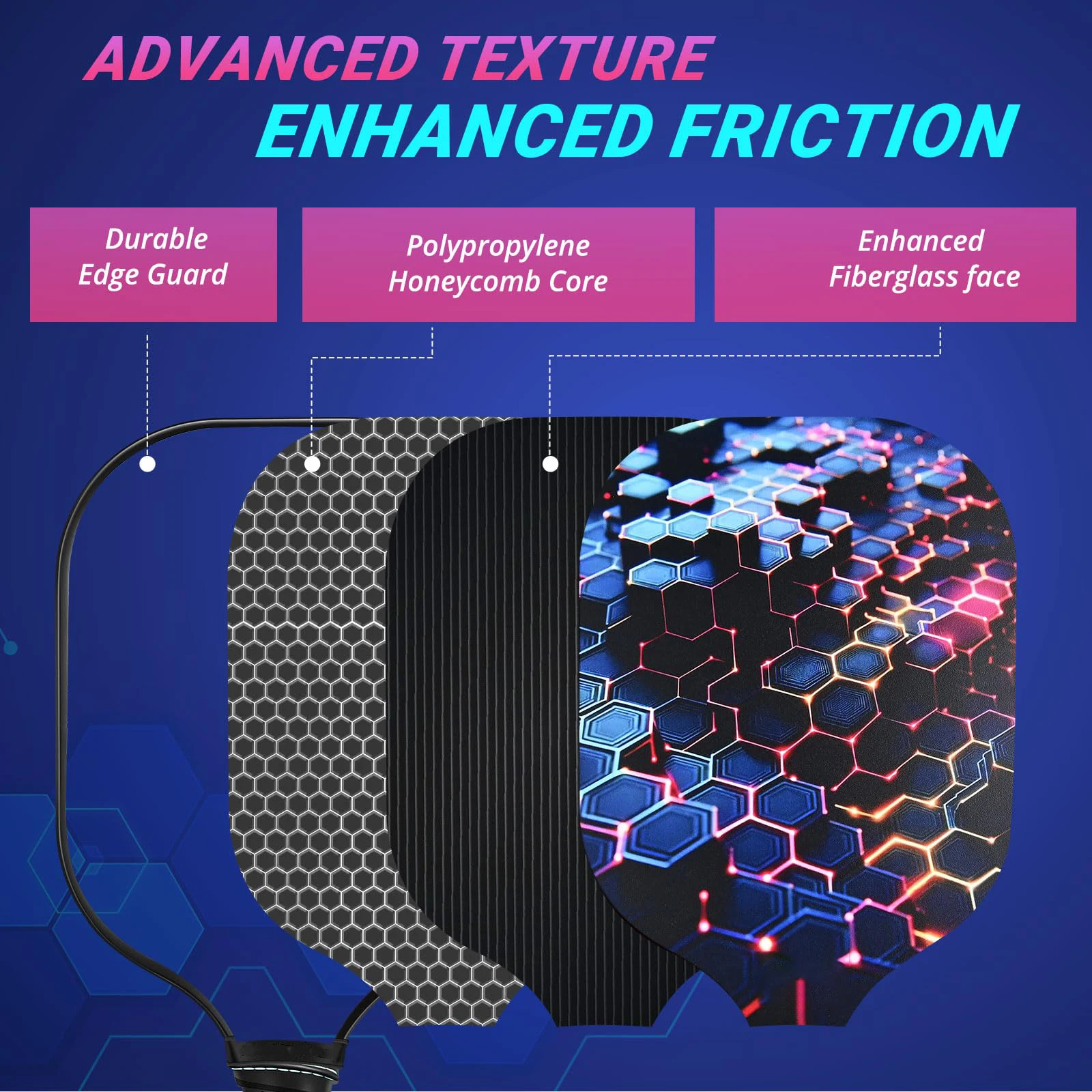 Best Selling Custom 2024 Fiber Glass Surface Oem Fiberglass Customize Logo Pickleball Paddle Pickleball racket