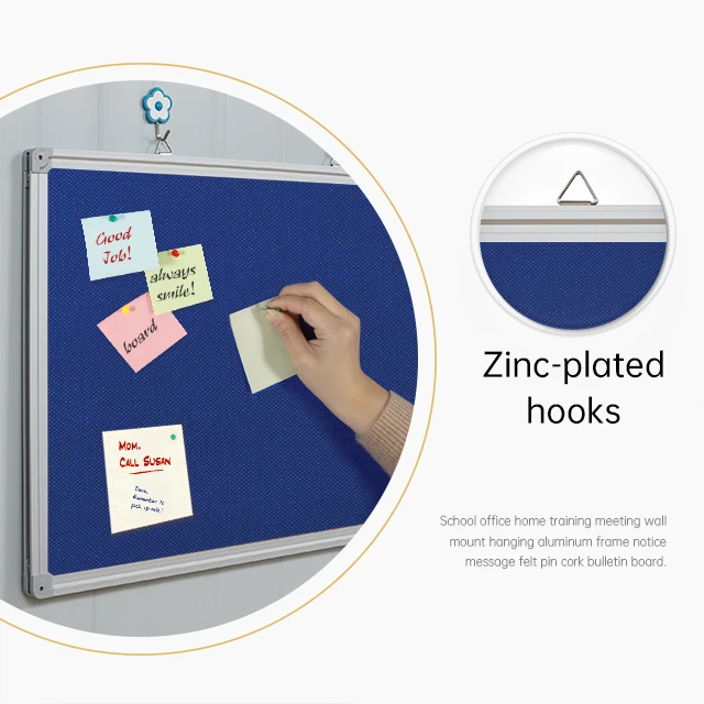 Aluminium Frame Decorative Fabric Notice Letter Board Felt Bulletin Pins Boards Blue