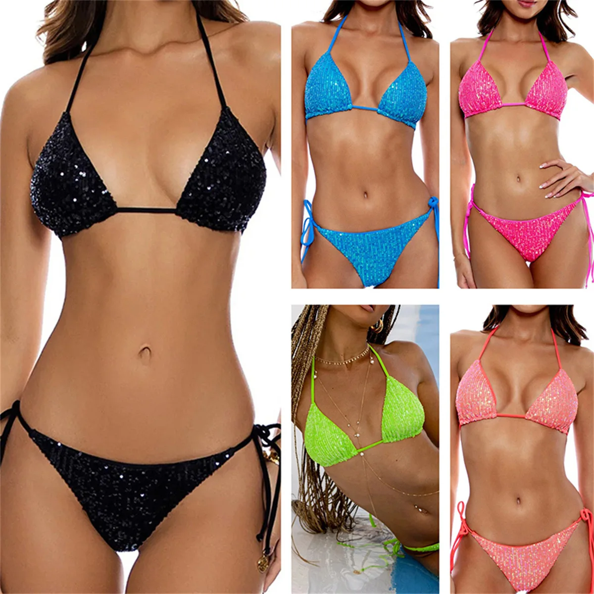New private label designer Sequins sexy young girls women swimsuits micro bikini