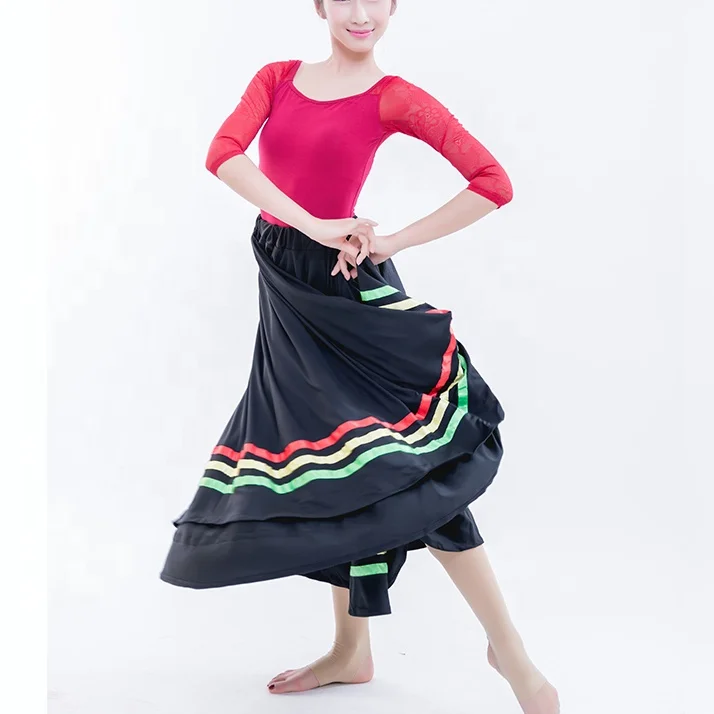 long dance full character skirts Dance clothing ballet skirt Classical Dance Performance Character Skirt with Elastic Waistband