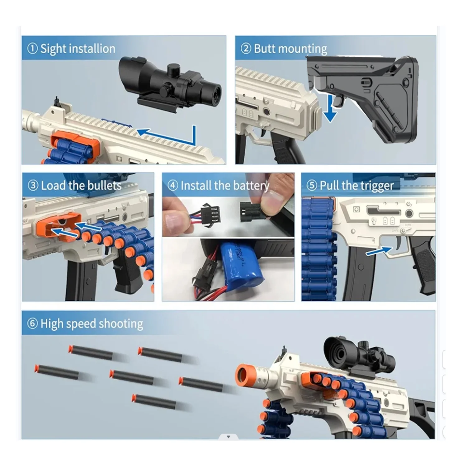 2024 NEW AK47 Electric Submachine Airsoft Gun,Toy Blaster With 30 Foam Darts and 15 Foam Clips,Outdoor Shooting Game Toys 6-12