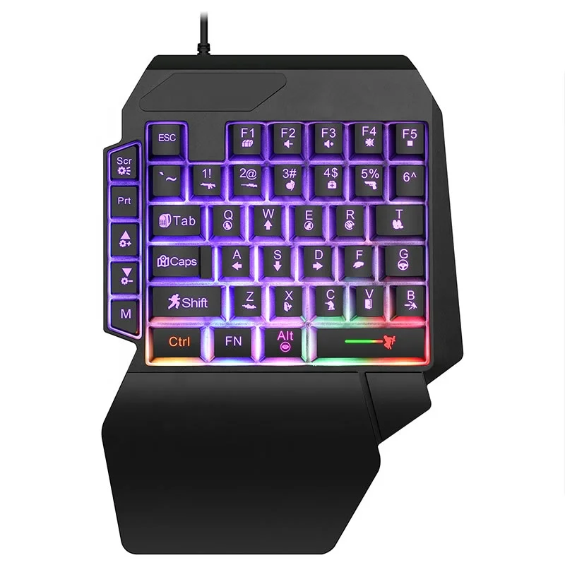2023 Factory One-Handed RGB backlight Membrane Gaming Keyboard 35 keys rainbow lighting gaming keypad for PC mobile tablet