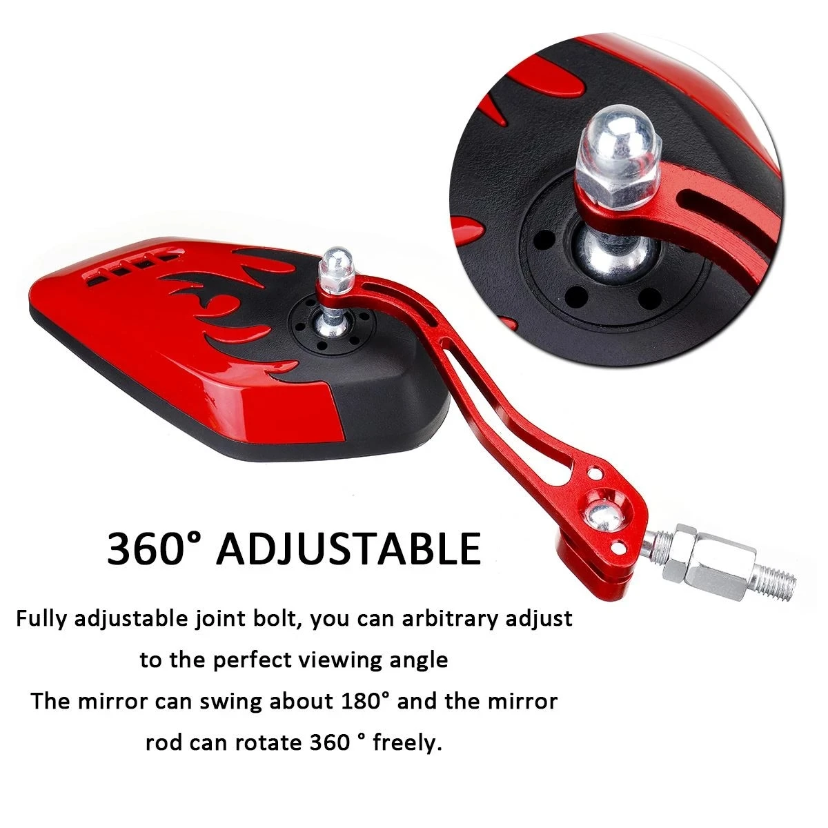 1pair Alloy Bicycle Mirror 360 Degrees Rotation Universal Motorcycle Mirror Electric Bike Mirror 22120