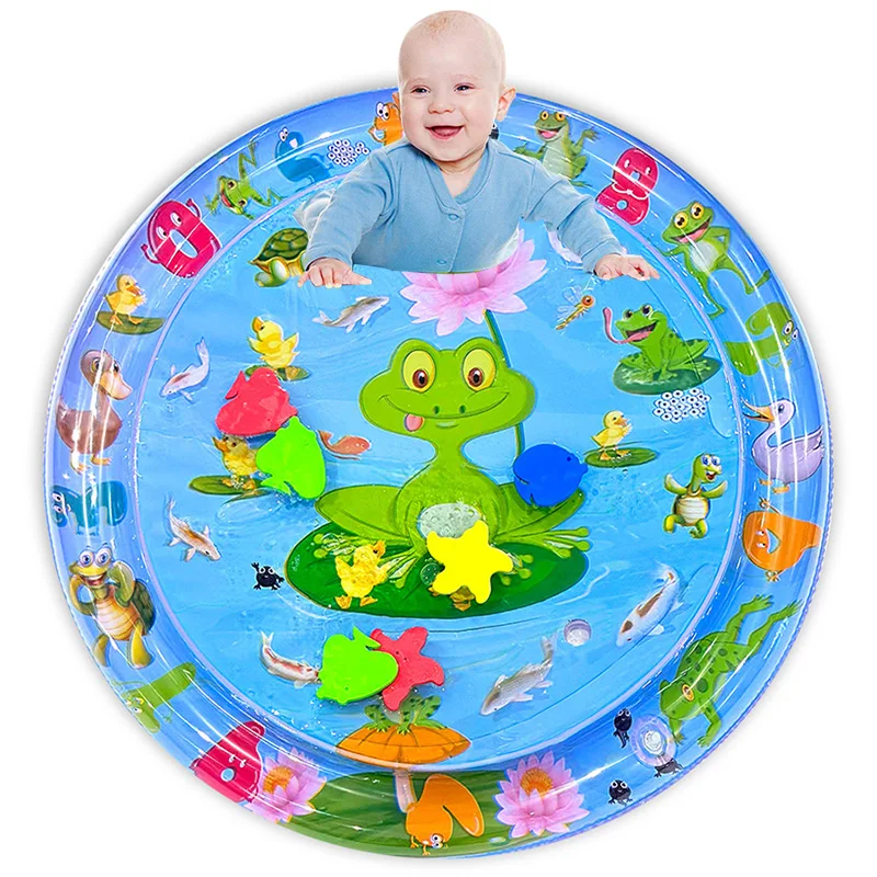 Eco-friendly PVC portable convenient inflatable infant baby water play mat for learning Tummy time play mat