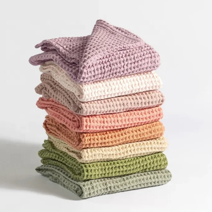 Custom Baby Soft 100% Plaid Waffle Cotton Blanket