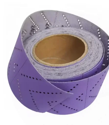 Multi-hole Ceramic Sandpaper Sheet Roll 12m Purple Hook And Loop Coated Sanding Sheet