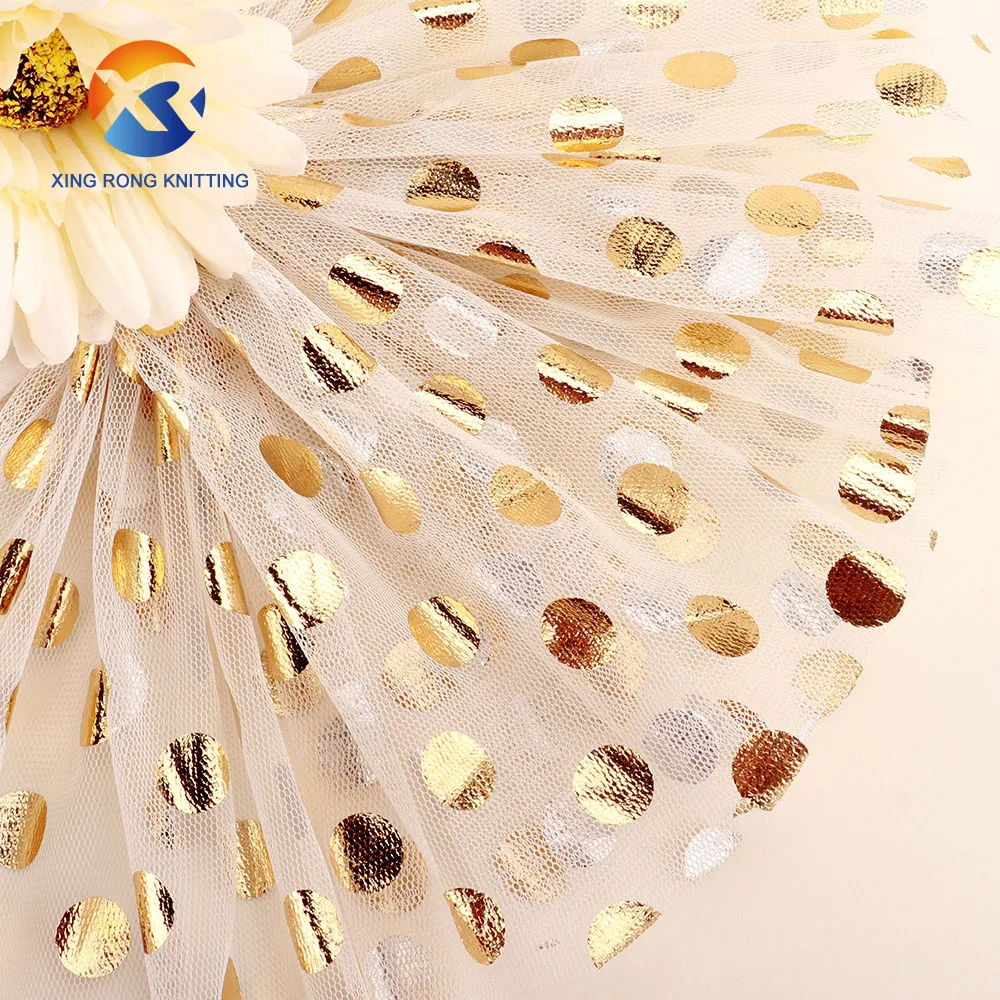 New Design Round Foil Printed Nylon Tulle Fabric Home Textile Waterproof Ripstop Tulle Fabric