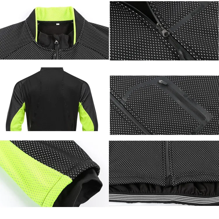 Outdoor Men Full Zipper Breathable Winter Cycling Jacket With Pockets  Fleece Thermal Warm Bicycle Jersey Windproof Cycling Jack