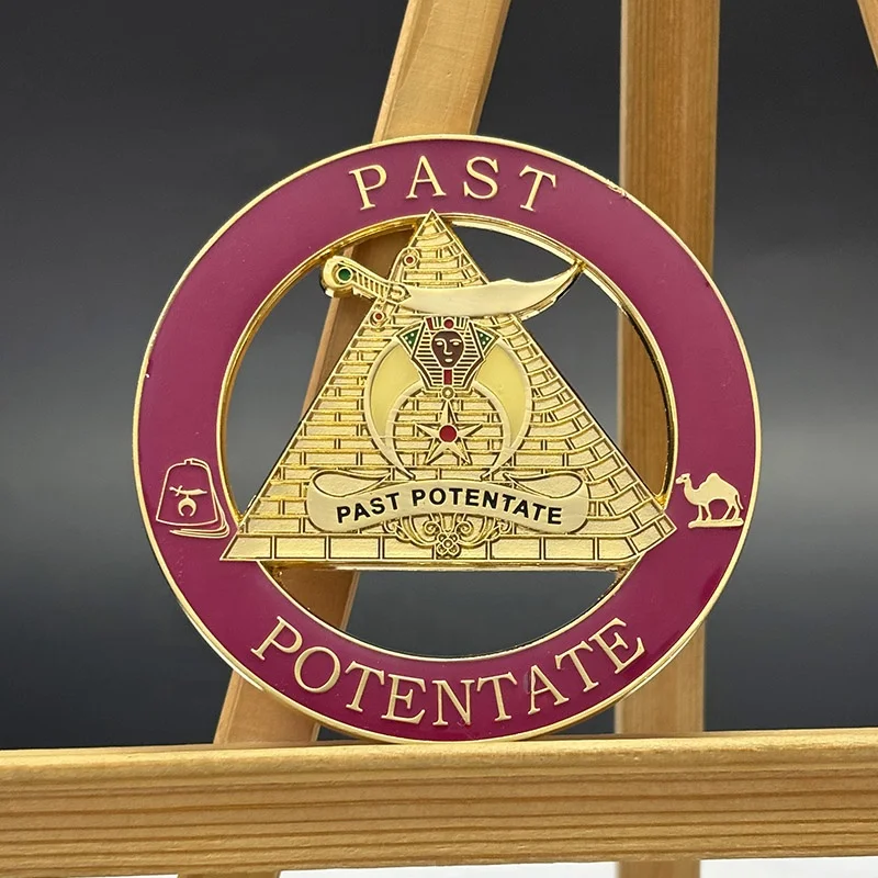 Custom High Quality Past Potentate Souvenir Metal Car Emblem New Design Gold Plated Zinc Alloy Emblem