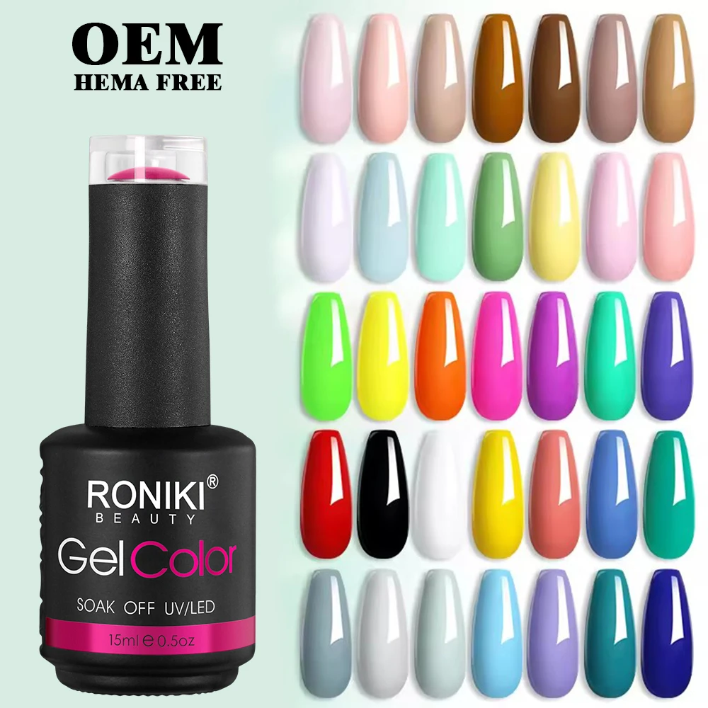 RONIKI 78 Colors 15ml Non-Toxic OEM Private Label Acrylic Hema Free Uv Gel Nail Polish Create Your Own rand