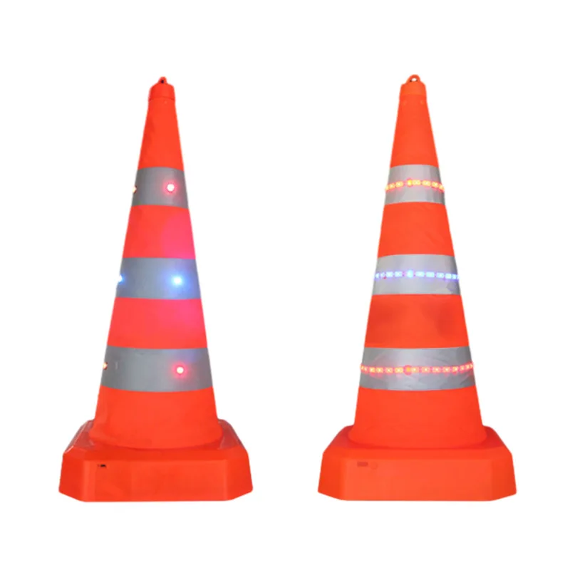 Waterproof Portable Retractable LED Traffic Cone Traffic Facility Reflective Led Light Collapsible Traffic Cone