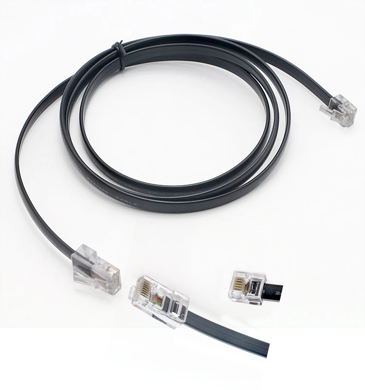 Высокое качество ПВХ черного цвета на плоской подошве 4 ядра RJ45 8P8C для RJ11 6P4C кабель