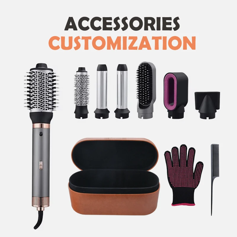 One-Step Hair Dryer and Styler Interchangeable Hair Straightener Curling Iron Curler Compact Hair Styler Brush