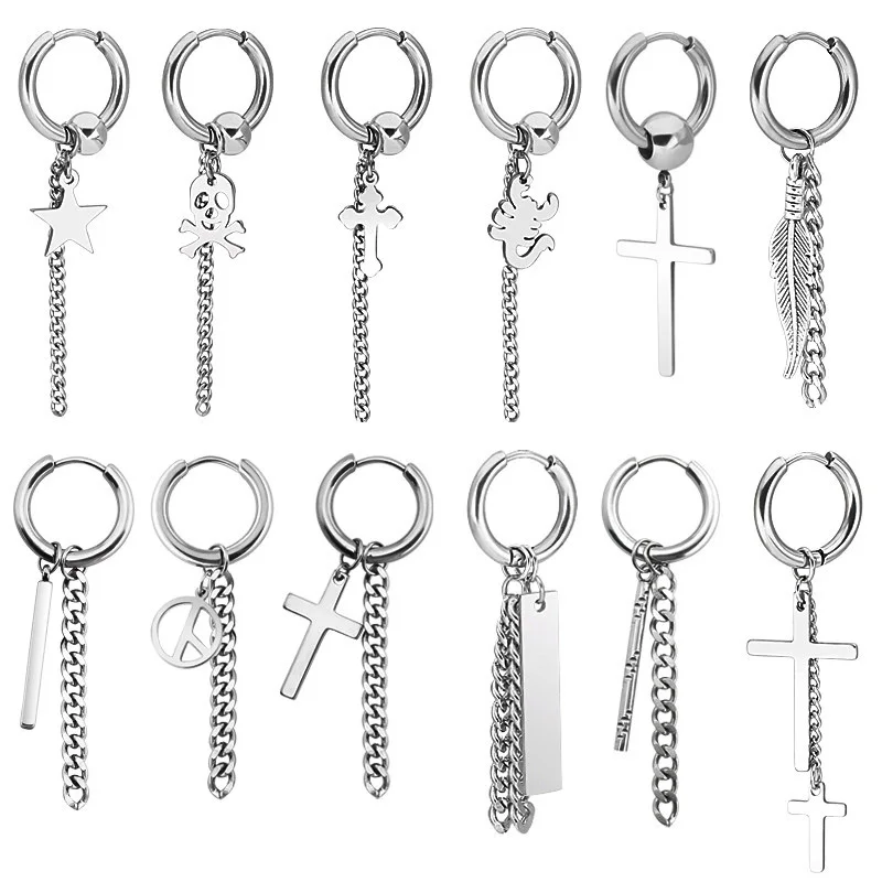 Нержавеющая сталь curated крест уха серьги хугис пирсинг