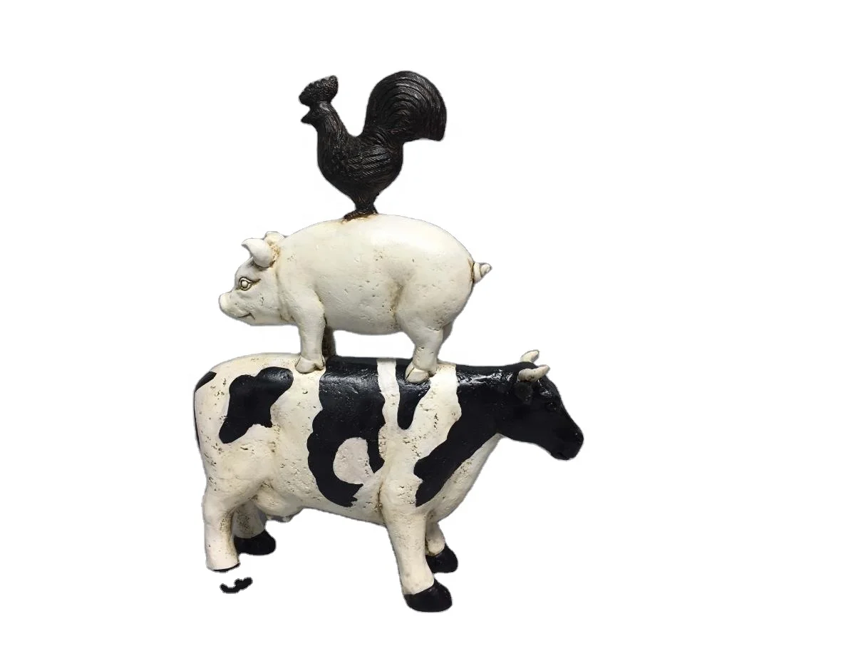 Polyresin Natural Animal Cow Pig Rooster decor home decoration