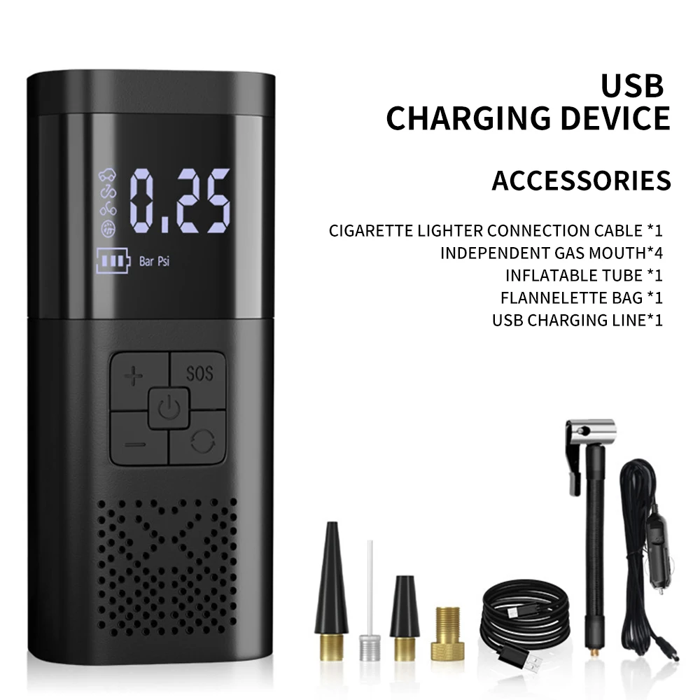 New Wireless Portable Electric Car Air Pump Rechargeable 6000Mah Digital Display Car Mini Tire Inflator