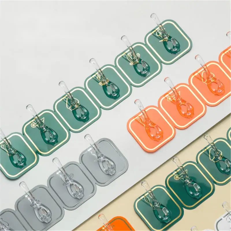 Customization Acceptable 6 in 1 Self-adhesive Tracess Hanging Hooks Punch-free Trackless Magic Robe Hanger Door and Wall hanger